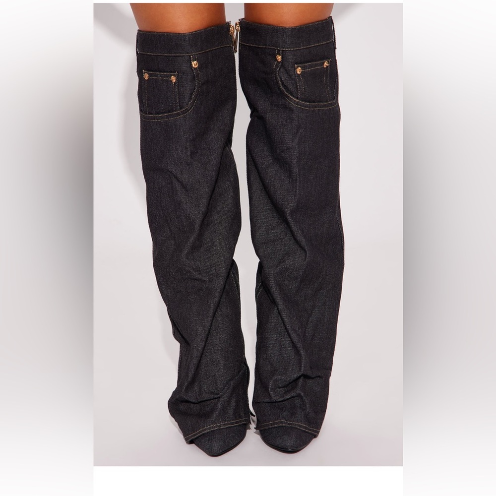 Dark denim fashion nova boots